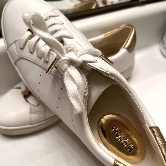 MICHAEL Michael Kors Shoes - Size 8 Michael Kors Irving Lace Up Sneakers-white & gold